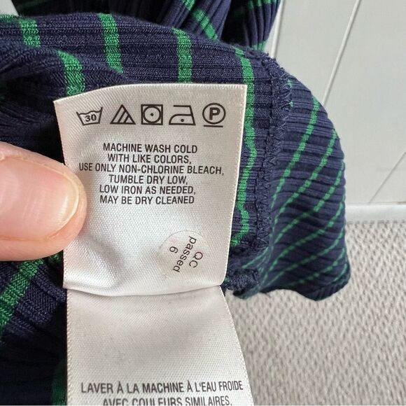 ANTHROPOLOGIE MAEVE Flores Blue Green Ribbed Striped Midi Dress Medium - Picture 7 of 15